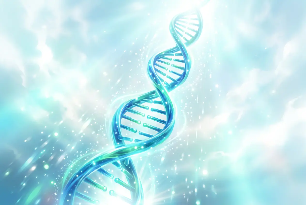 Abstract molecular illustration representing Growth Hormone Support